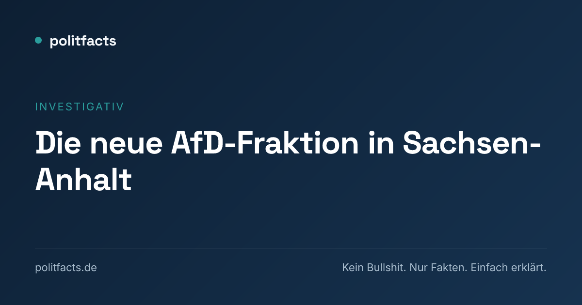 Teilen-Karte der politfacts-Recherche zur neuen AfD-Fraktion im Landtag von Sachsen-Anhalt